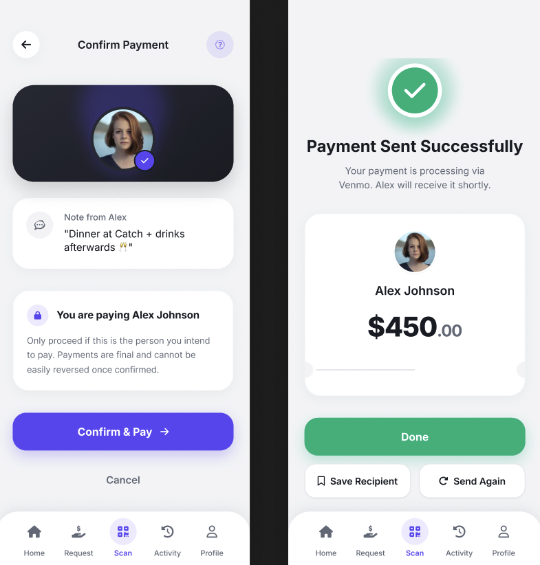 Early payment confirmation on an iPhone