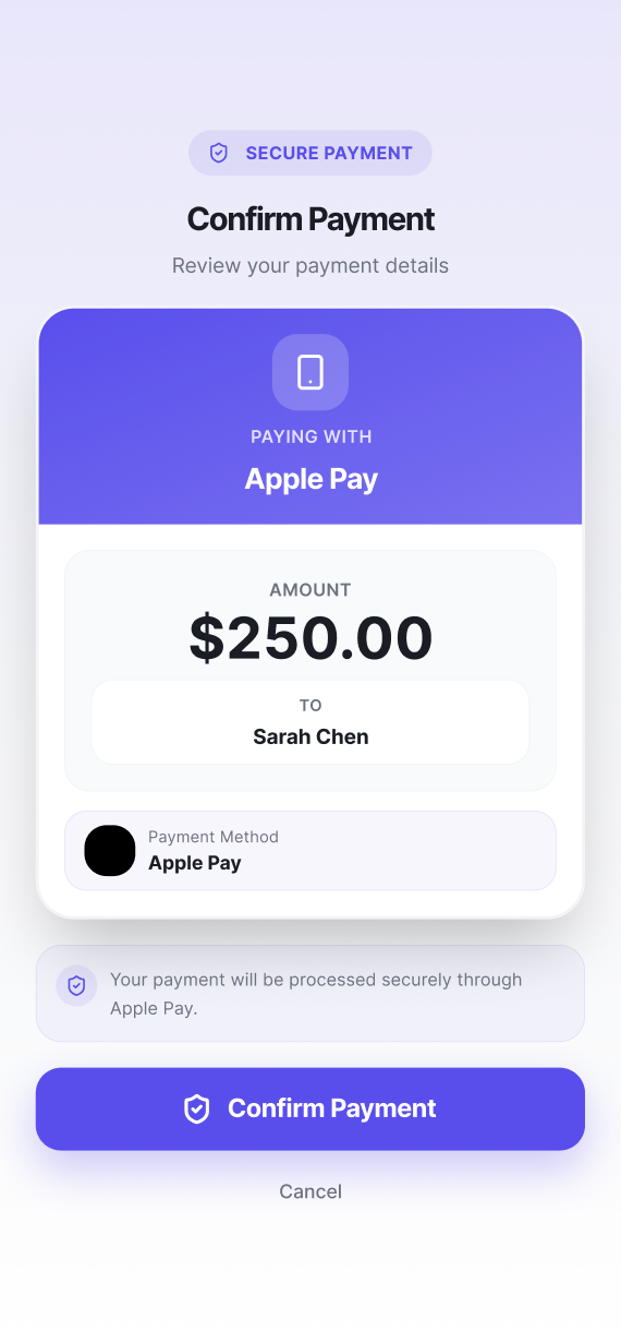 Confirm payment on an iPhone