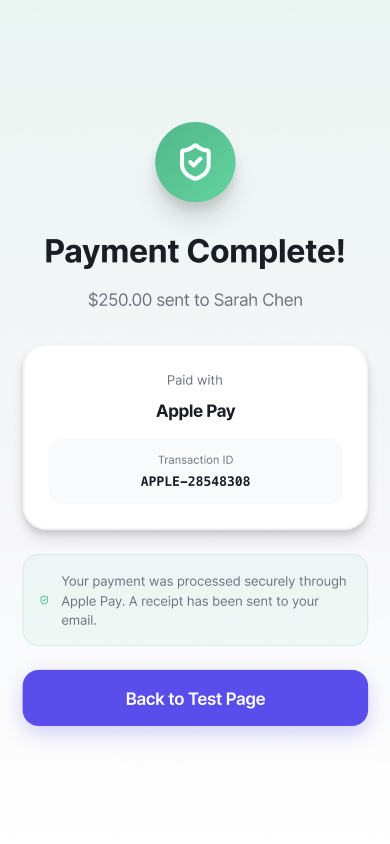 Payment complete on an iPhone